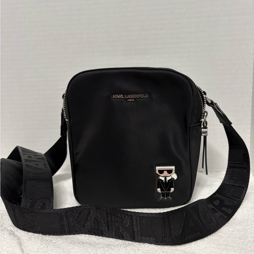 Karl Lagerfeld Double Zip Small Nylon Crossbody